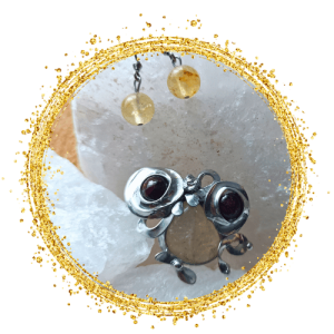 Rajana - Autorská šperky z cínu - Citrín s granátem