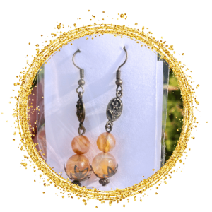 Rajana - Náušnice z minerálních korálků - Achát oranžový